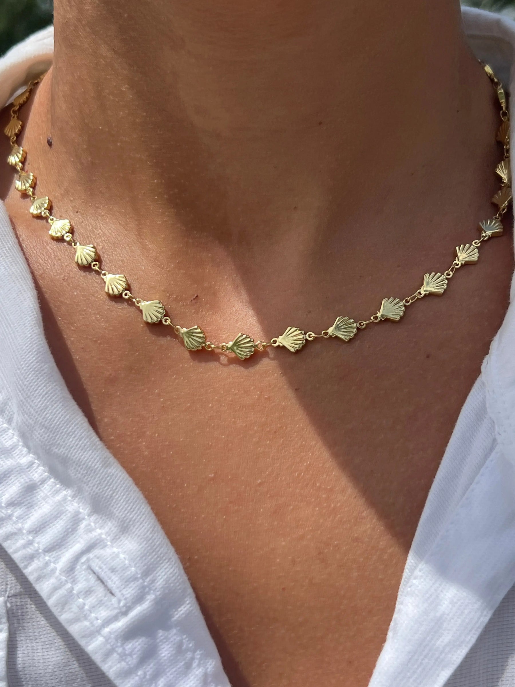 Seashell Stacking Chain by HALT, handmade necklace detail photo 2