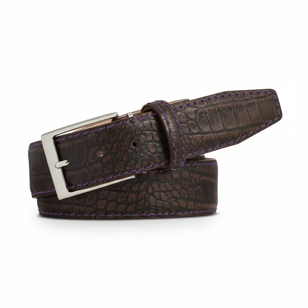 Sedona Mock Croc Leather Belt by Roger Ximenez: Bespoke Belts and Leather Accessories, handmade leather goods detail photo 4