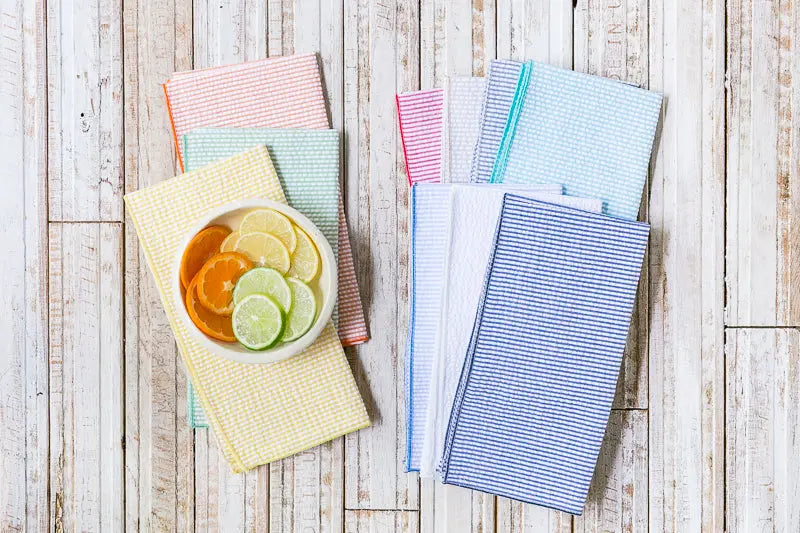 Seersucker Cloth Napkins - Vibrant, Easy-Care - set of eight by Dot and Army, cloth napkins main product photo