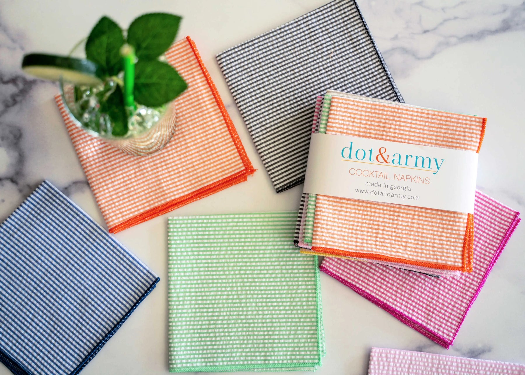 Seersucker Cocktail Napkins, set of four by Dot and Army, cloth napkins main product photo