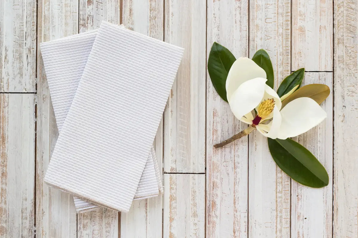 Seersucker Dinner Napkins, set of 4 by Dot and Army, cloth napkins main product photo