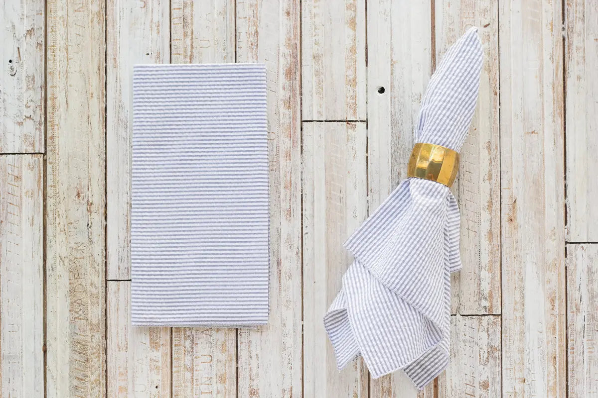 Seersucker Dinner Napkins, set of 4 by Dot and Army, cloth napkins detail photo 9