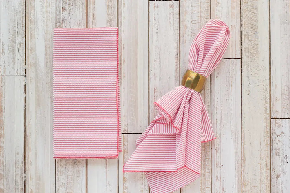 Seersucker Everyday Napkins, set of four by Dot and Army, cloth napkins detail photo 2