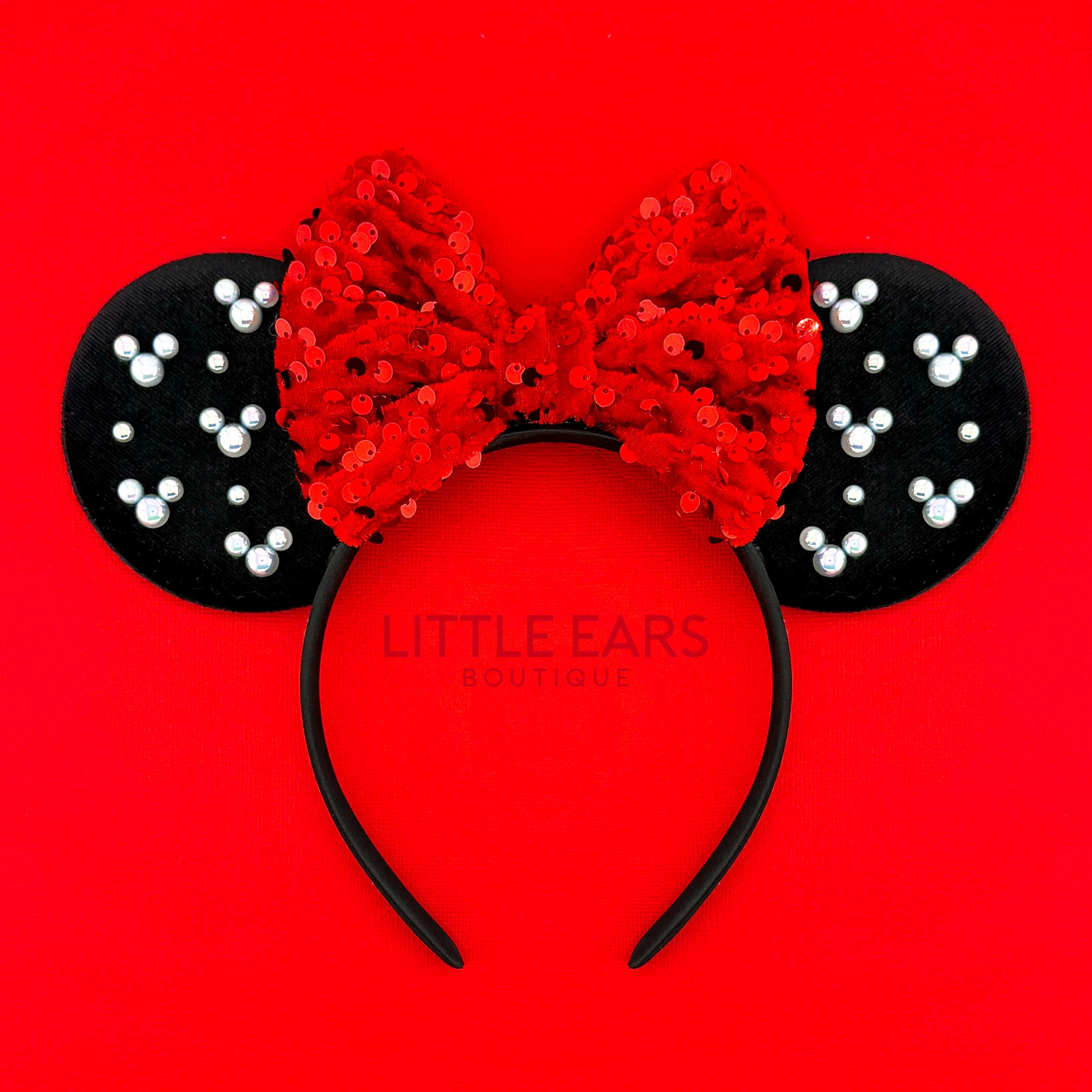 Black Velvet Christmas Ears by Little Ears Boutique, handmade jewelry main product photo