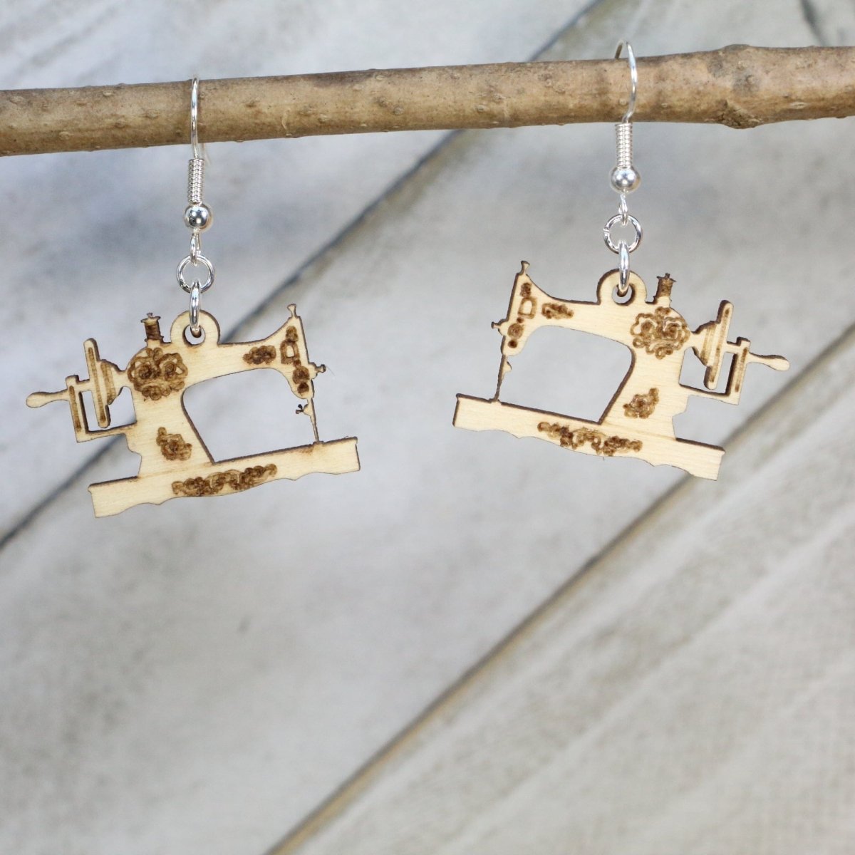 Sewing Machine Wooden Earrings | Sewing Lover Craft Jewelry by Cate's Concepts, LLC