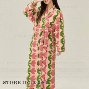 Thick Coral Fleece Kimono Robe — Pink by The Mississippi Mermaid Mercantile