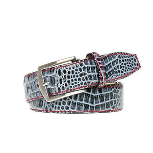 Shadow Mock Crocodile Leather Belt by Roger Ximenez: Bespoke Belts and Leather Accessories, handmade leather goods detail photo 4