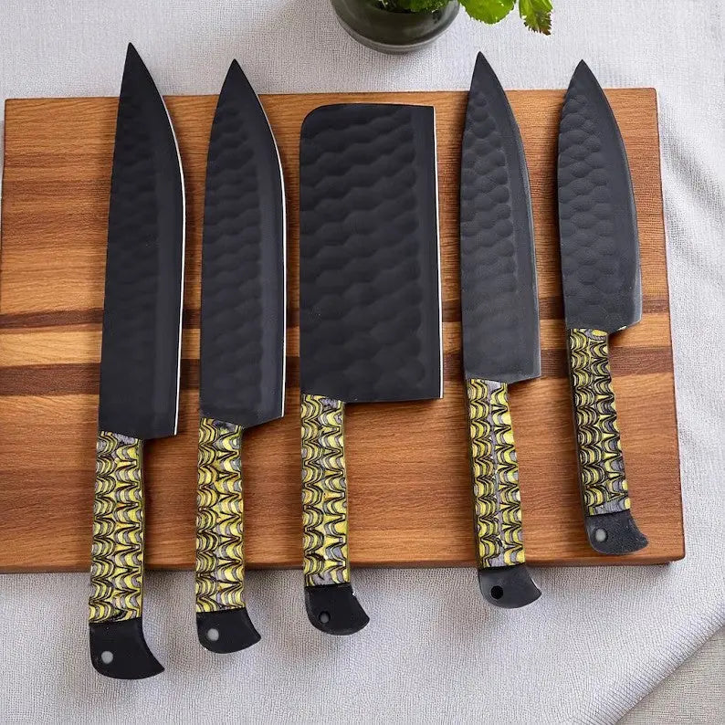 Sharpest Knife Set – 8-Piece Full Tang VG10 Stainless Steel by Damascus Knife Store, Damascus knife main product photo