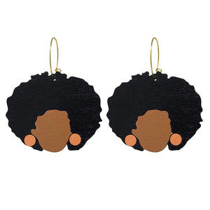 Additional view of Shelley Hoop Earrings, 2 Colors Available hand painted on lightweight wood by LE CHIC MIAMI