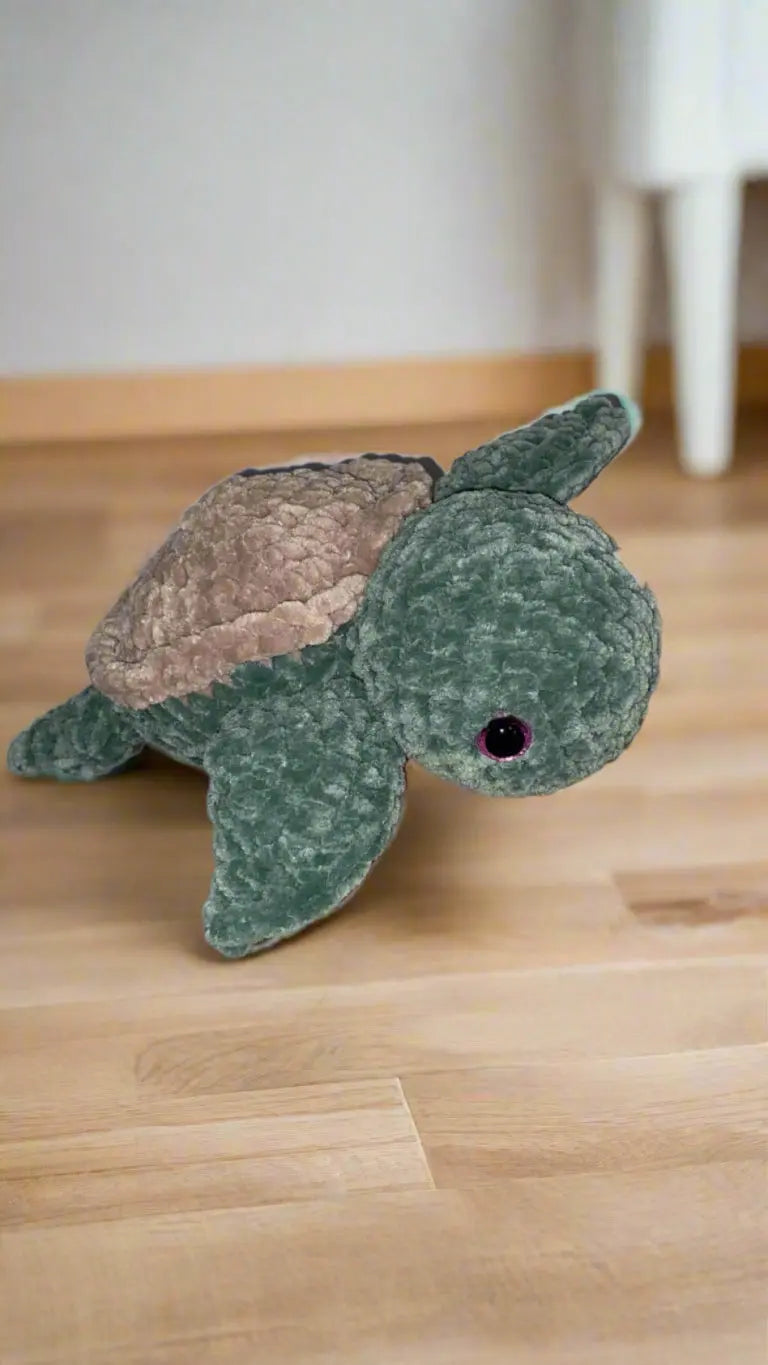 Shelly the Sea Turtle - Handmade Crochet Sea Turtle Plush Confidence Amigurumi Toy by Klassy Krafts, 3D printed gift main product photo