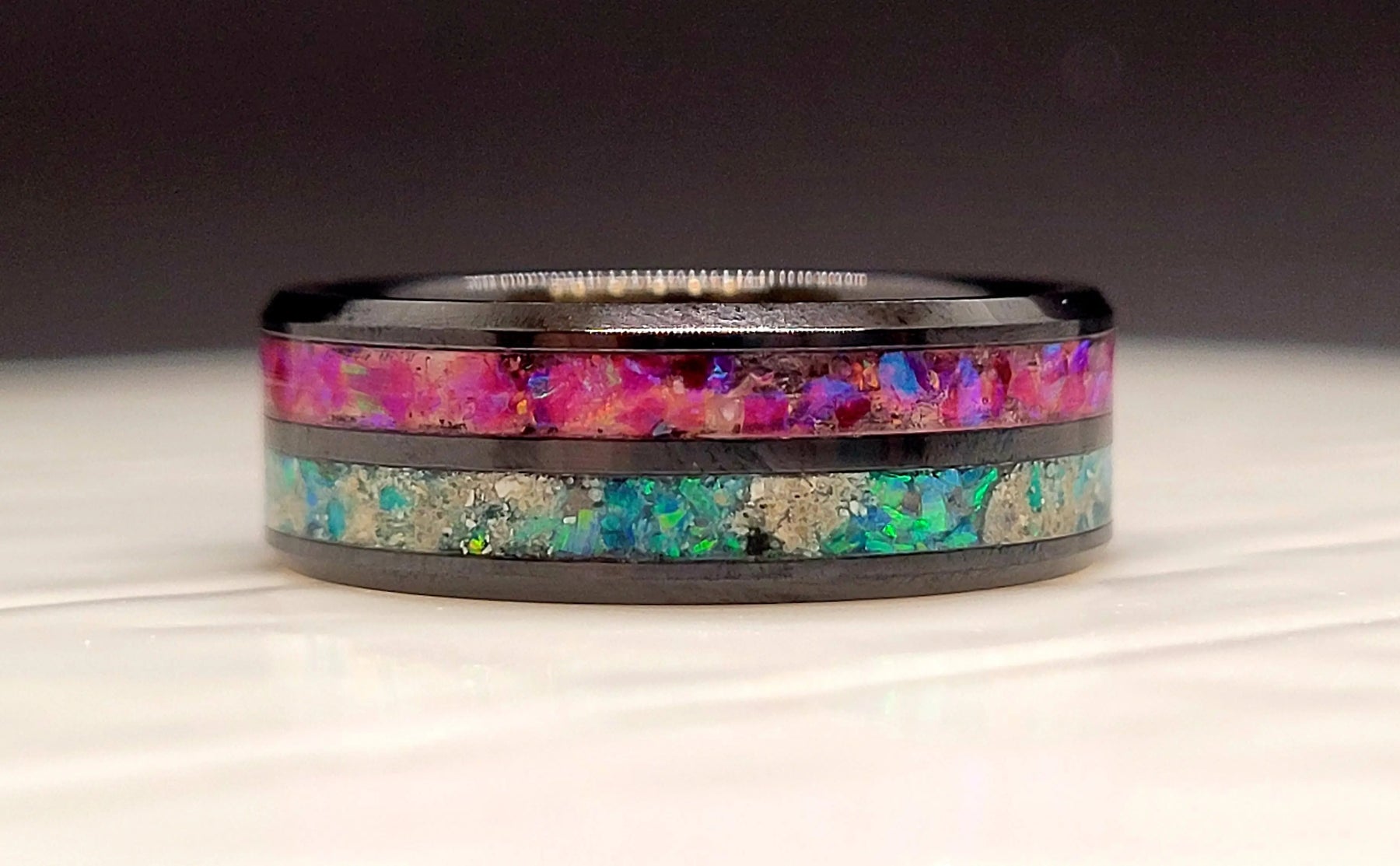Side by Side Memorial Ring by Cotton Street Art Company, handmade jewelry detail photo 2