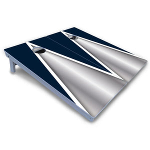 Silver/Blue Triangle Cornhole Boards - All Weather Series by Cornhole Solutions, custom cornhole board detail photo 3