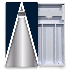 Silver/Blue Triangle Cornhole Boards - All Weather Series by Cornhole Solutions, custom cornhole board detail photo 4