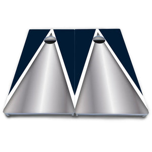 Silver/Blue Triangle Cornhole Boards - All Weather Series by Cornhole Solutions, custom cornhole board detail photo 5