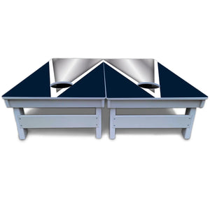 Silver/Blue Triangle Cornhole Boards - All Weather Series by Cornhole Solutions, custom cornhole board detail photo 6