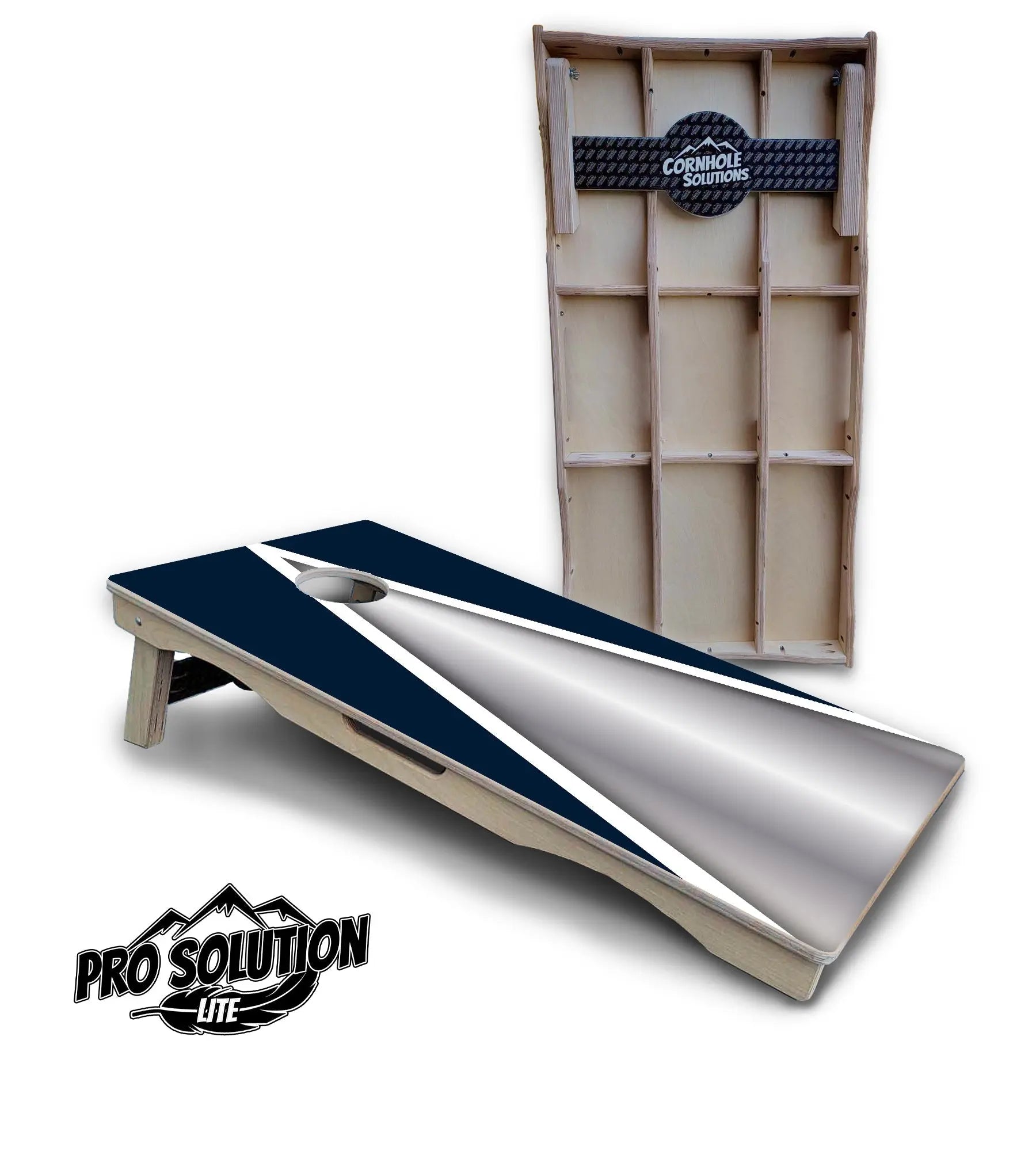 Silver/Blue Triangle Cornhole Boards - Pro Solution Lite Series by Cornhole Solutions, custom cornhole board main product photo