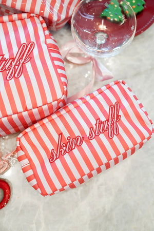 Skin Stuff - Pink & Red Stripes Large Bag by KenzKustomz, handmade leather goods detail photo 3