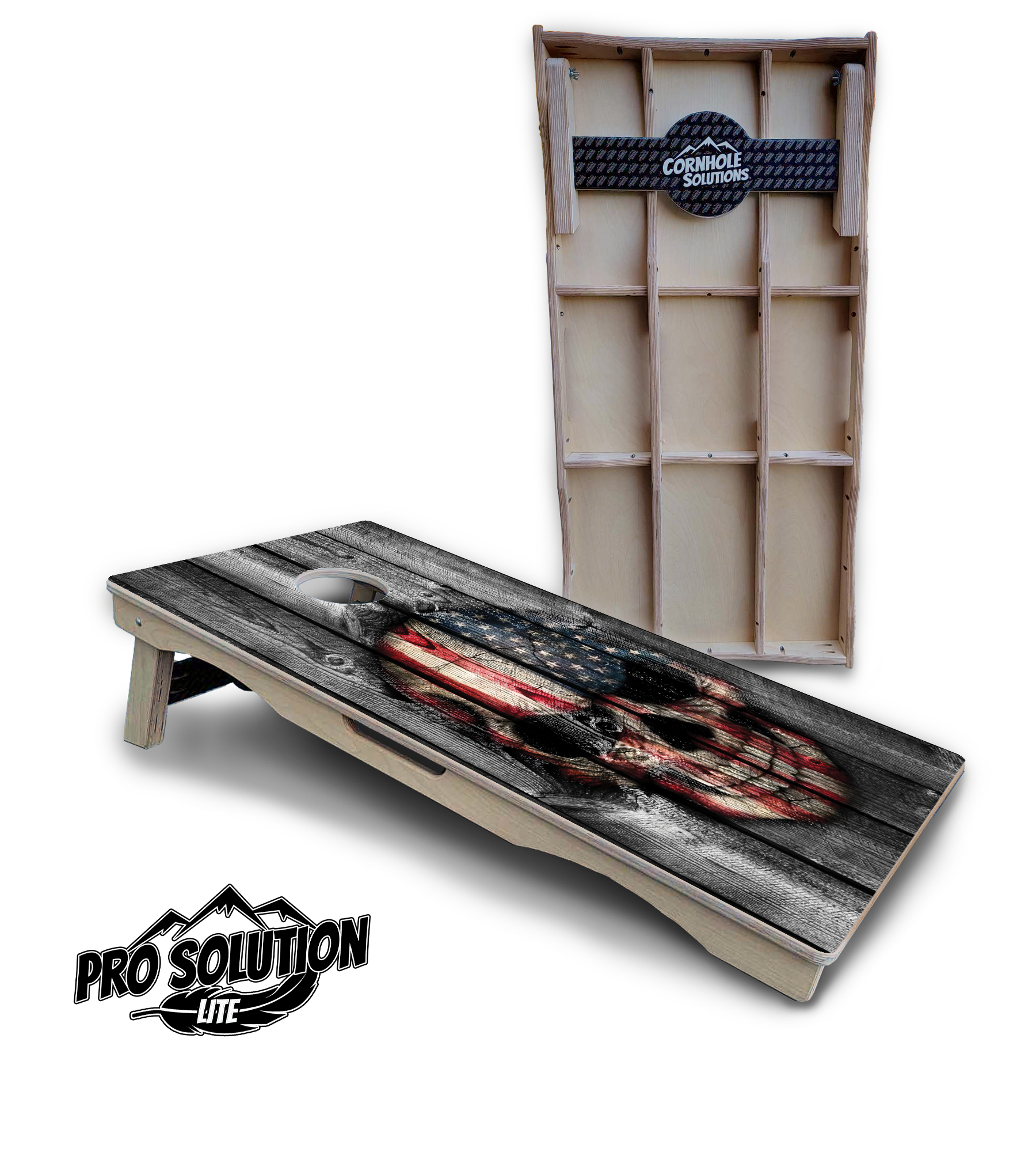 Skull Flag Cornhole Boards - Pro Solution Lite Series by Cornhole Solutions, custom cornhole board main product photo