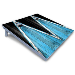 Sky Blue Triangle Cornhole Boards - All Weather Series by Cornhole Solutions, custom cornhole board detail photo 3