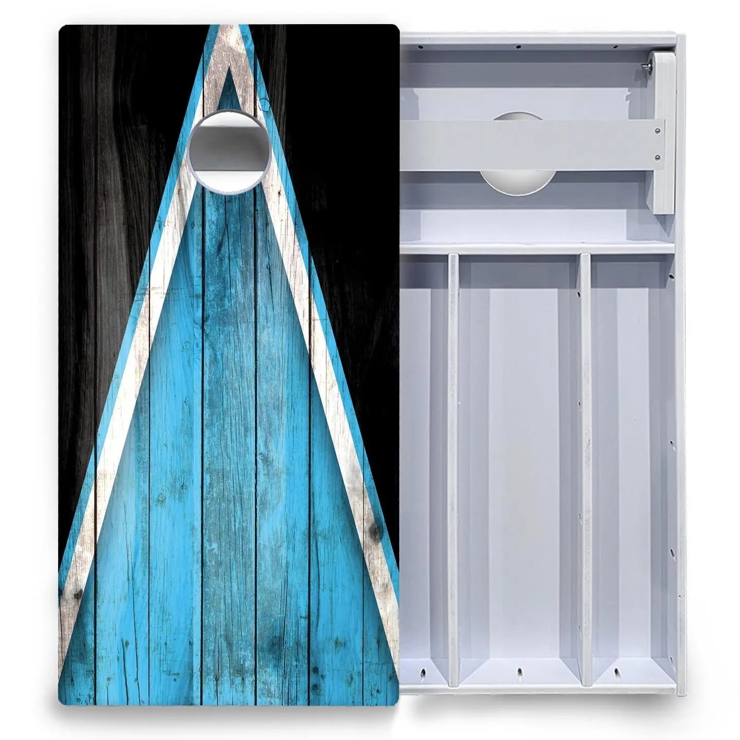 Sky Blue Triangle Cornhole Boards - All Weather Series by Cornhole Solutions, custom cornhole board detail photo 4