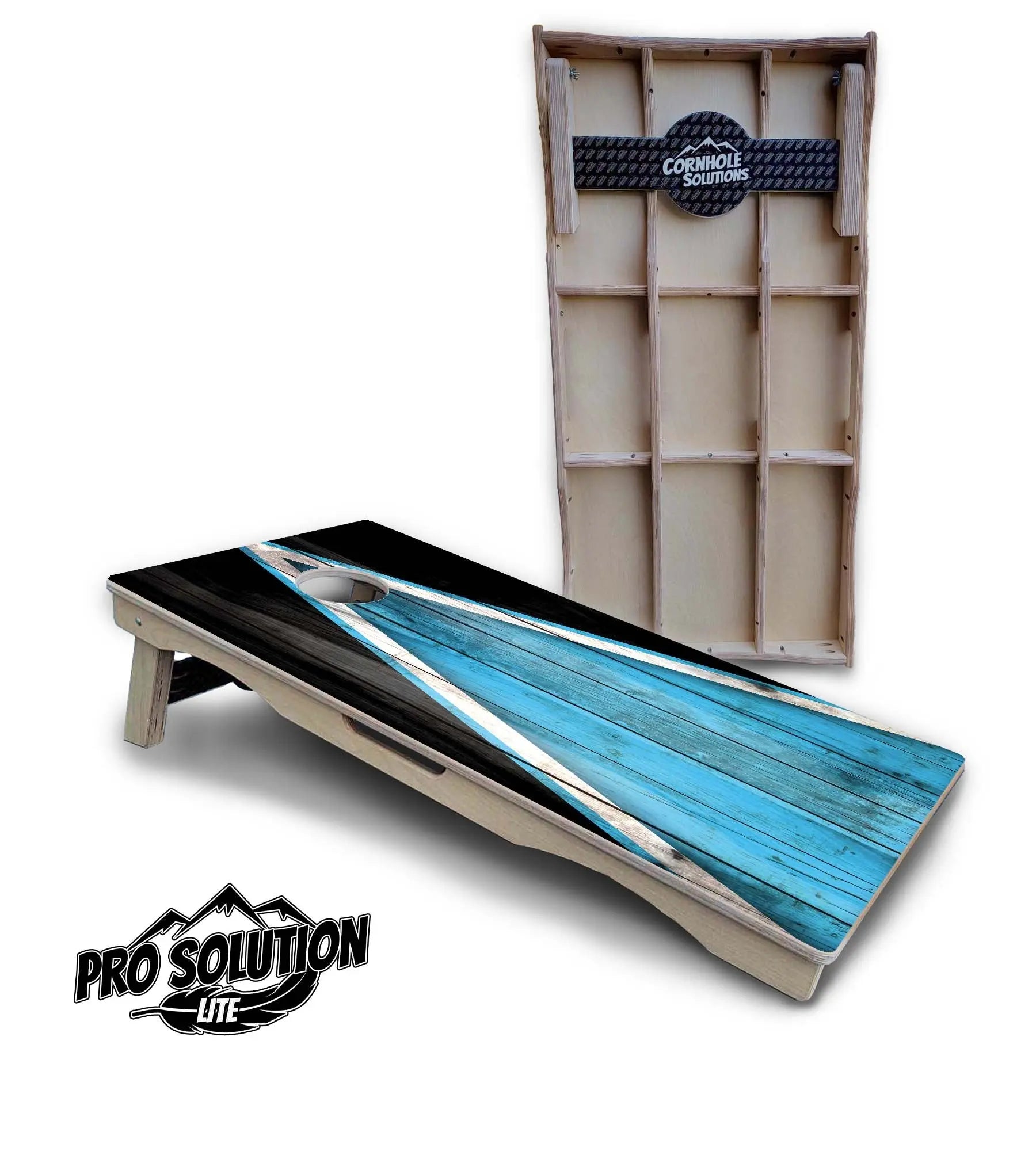 Sky Blue Triangle Cornhole Boards - Pro Solution Lite Series by Cornhole Solutions, custom cornhole board main product photo