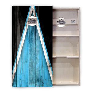 Sky Blue Triangle Cornhole Boards - Professional Tournament Series by Cornhole Solutions, custom cornhole board detail photo 3