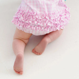 Smocked Pink Bunny Bubble by Seven Lantern Lane, children's boutique clothing detail photo 3