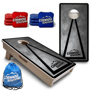Smoke Triangle - Mini Cornhole Board Set (12" x 24") with 8 Mini Bags by Cornhole Solutions, custom cornhole board main product photo