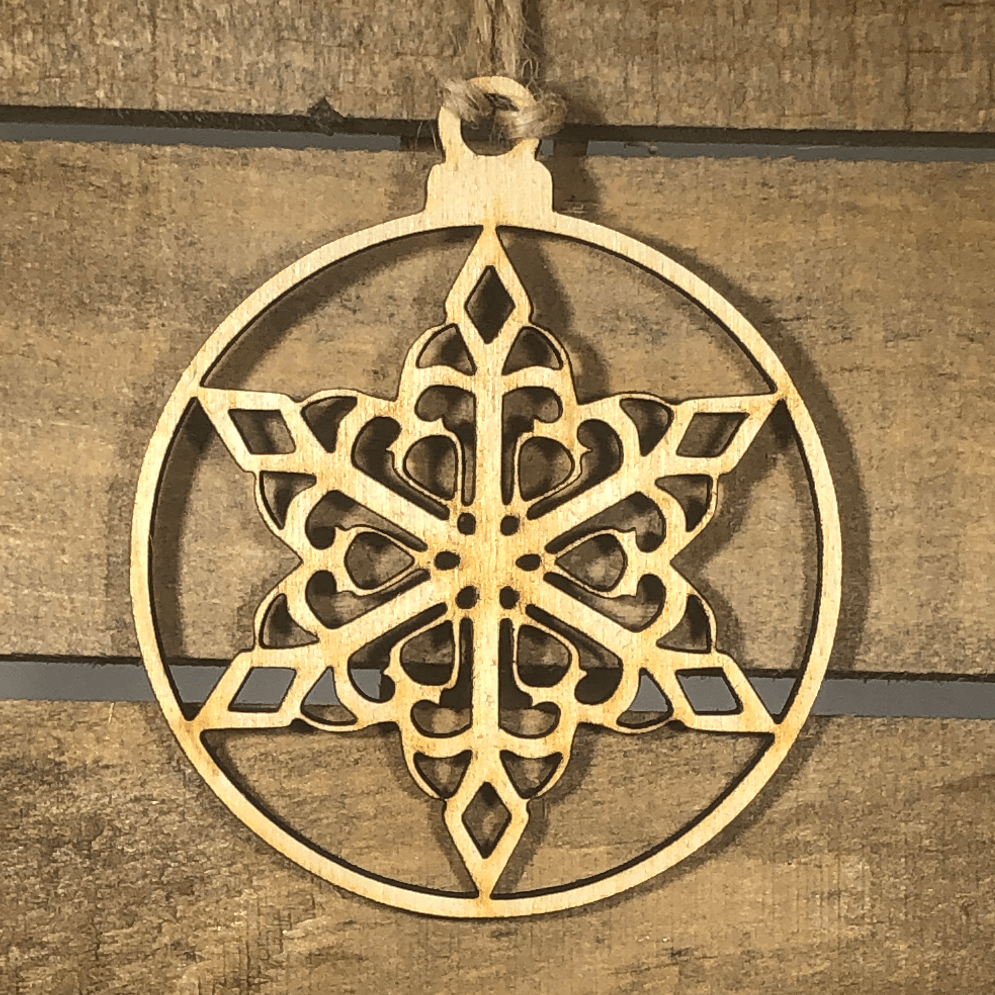 Snowflake Circle Wooden Christmas Ornament | Winter Holiday Decor by Cate's Concepts, LLC, Southern home decor main product photo