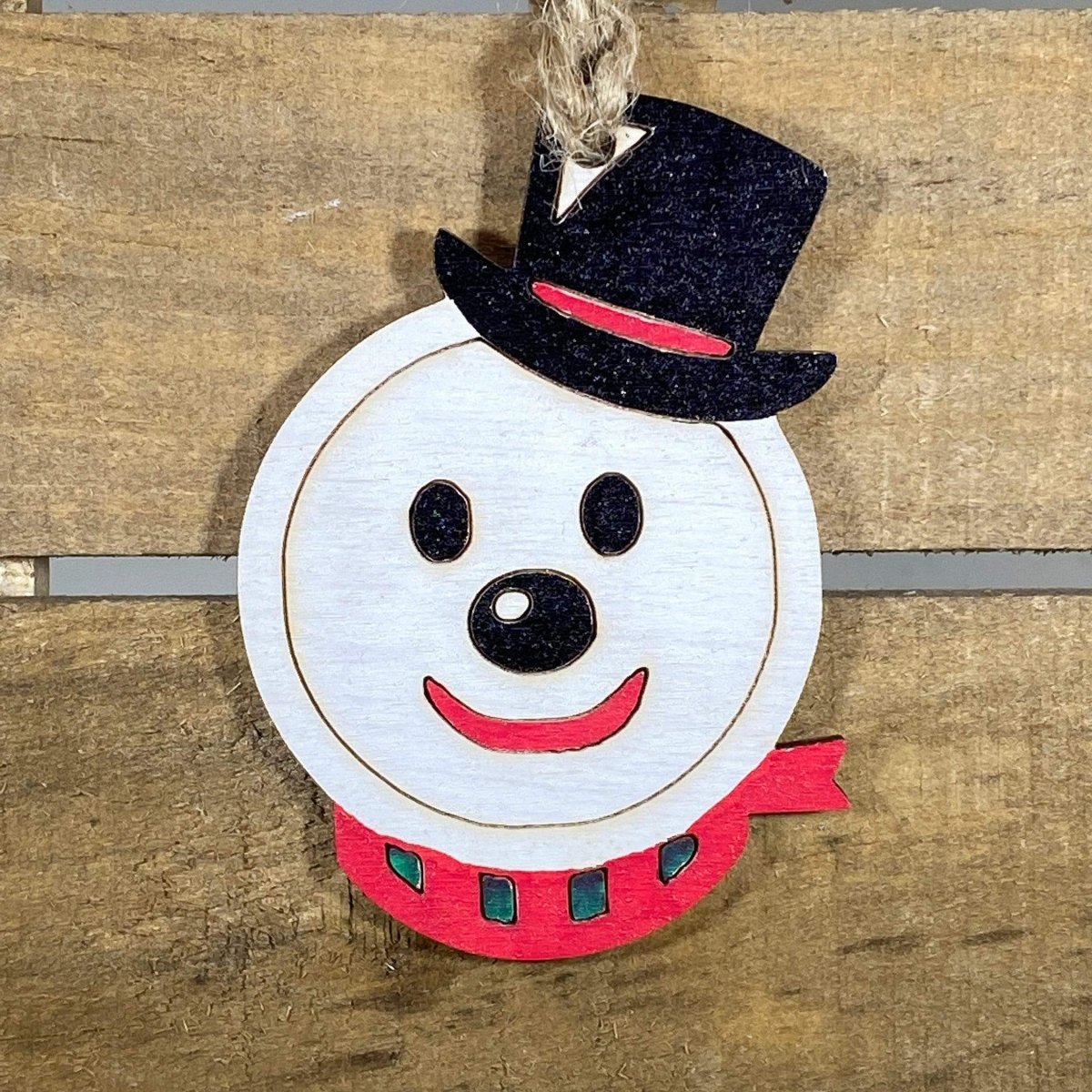 Snowman Head Wooden Christmas Ornament | Cute Winter Holiday Decor by Cate's Concepts, LLC, Southern home decor main product photo