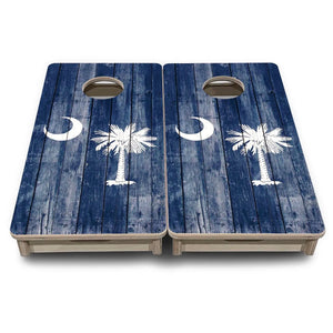 South Carolina Distressed Flag - Mini or Vacation Size Cornhole Boards by Cornhole Solutions, custom cornhole board detail photo 2