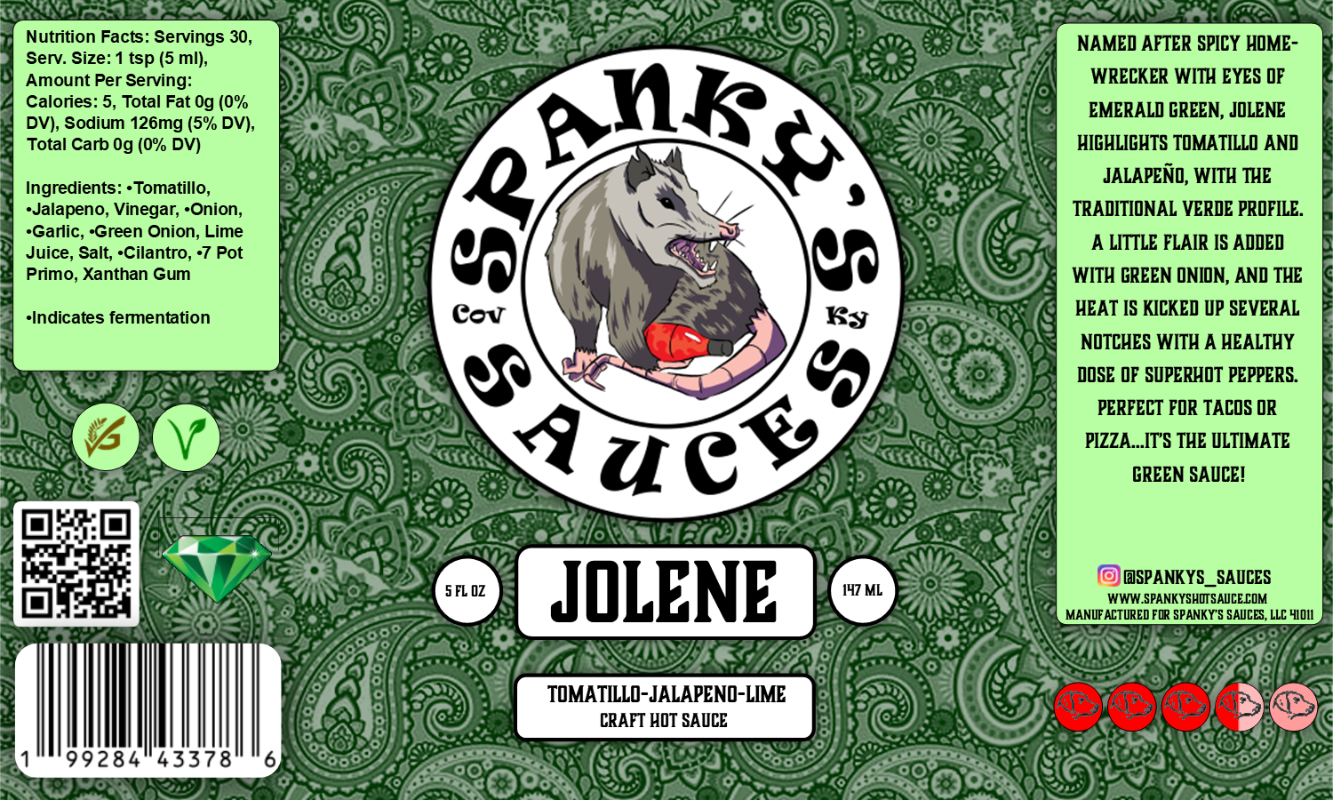Jolene - 5 oz Bottle by Spanky's Sauces, Southern food gift detail photo 2