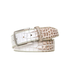 Special Edition Vintage Natural Mock Gator Leather Belt by Roger Ximenez: Bespoke Belts and Leather Accessories, handmade leather goods detail photo 3