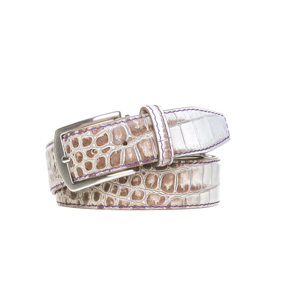 Special Edition Vintage Natural Mock Gator Leather Belt by Roger Ximenez: Bespoke Belts and Leather Accessories, handmade leather goods detail photo 5