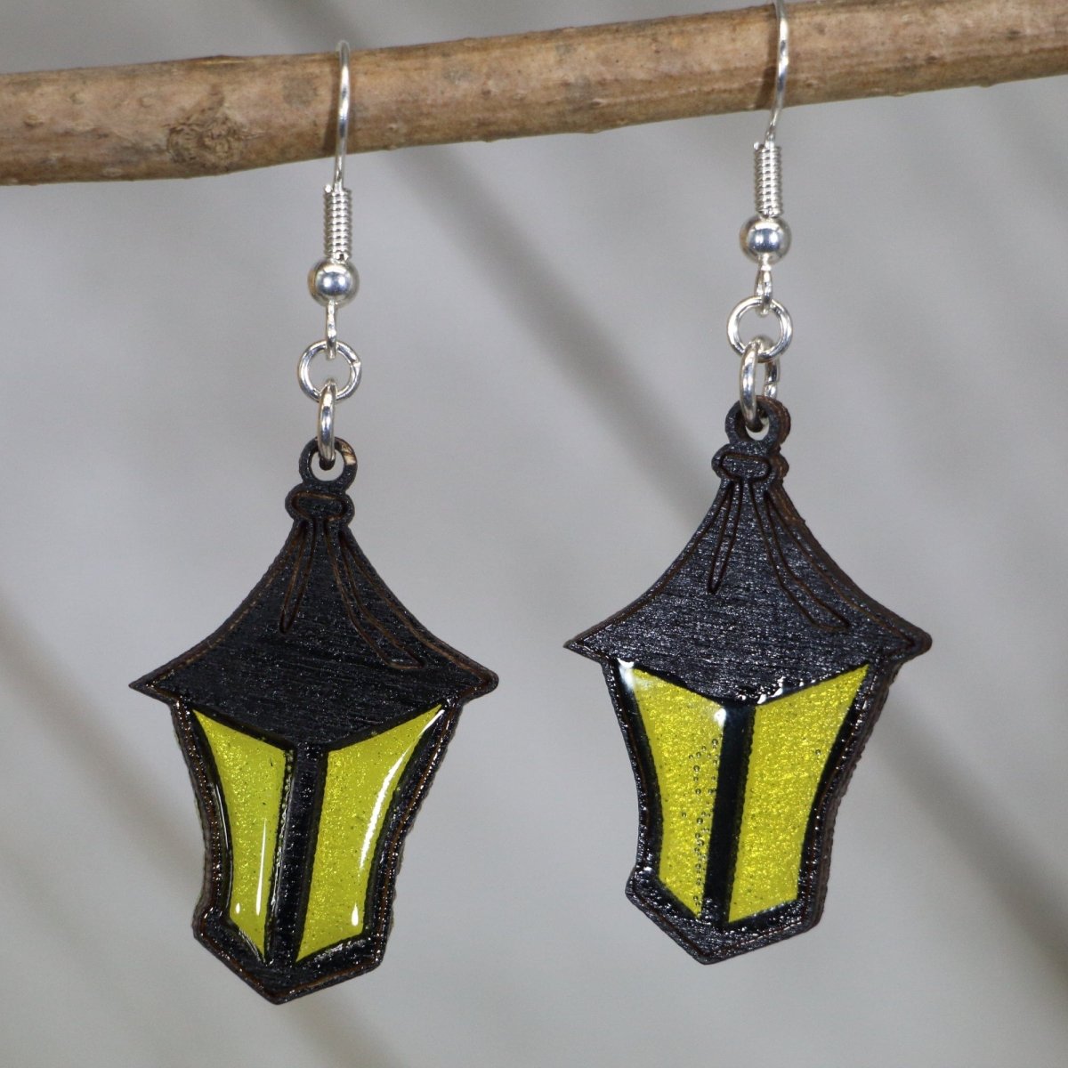 Spooky Lantern Wooden Earrings | Halloween Pumpkin Lantern Jewelry by Cate's Concepts, LLC, handmade jewelry main product photo