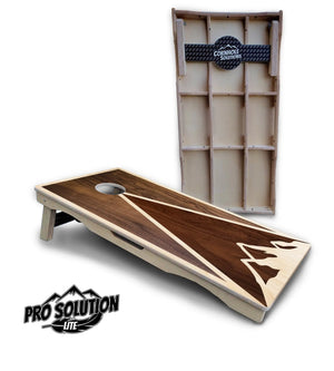 Stained Mountain Scene Cornhole Boards - Pro Solution Lite Series by Cornhole Solutions, custom cornhole board main product photo