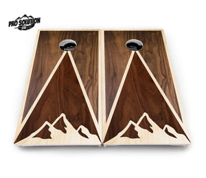 Stained Mountain Scene Cornhole Boards - Pro Solution Lite Series by Cornhole Solutions, custom cornhole board detail photo 3