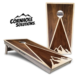 Stained Mountain Scene Cornhole Boards - Professional Tournament Series by Cornhole Solutions, custom cornhole board main product photo
