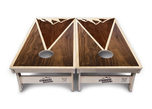 Stained Mountain Scene Cornhole Boards - Professional Tournament Series by Cornhole Solutions, custom cornhole board detail photo 2