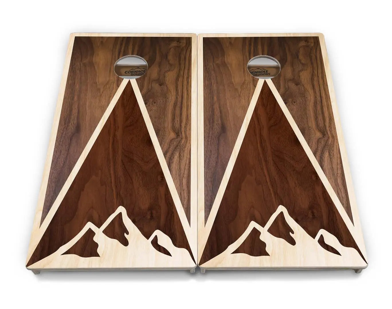 Stained Mountain Scene Cornhole Boards - Professional Tournament Series by Cornhole Solutions, custom cornhole board detail photo 3