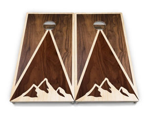 Stained Mountain Scene Cornhole Boards - Professional Tournament Series by Cornhole Solutions, custom cornhole board detail photo 3