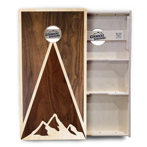 Stained Mountain Scene Cornhole Boards - Professional Tournament Series by Cornhole Solutions, custom cornhole board detail photo 4