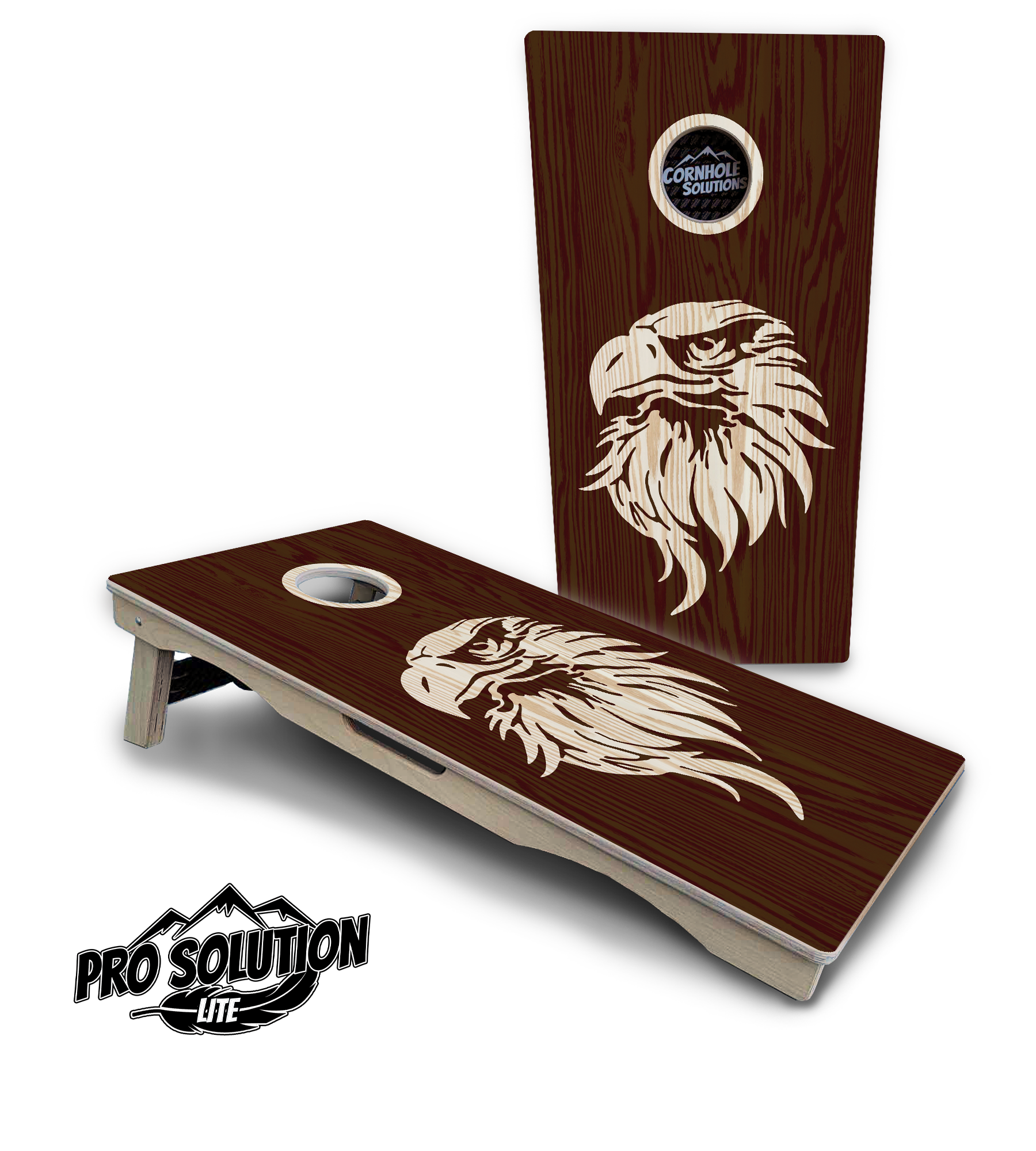 Stained Flag & Eagle Cornhole Boards - Pro Solution Lite Series by Cornhole Solutions, custom cornhole board main product photo