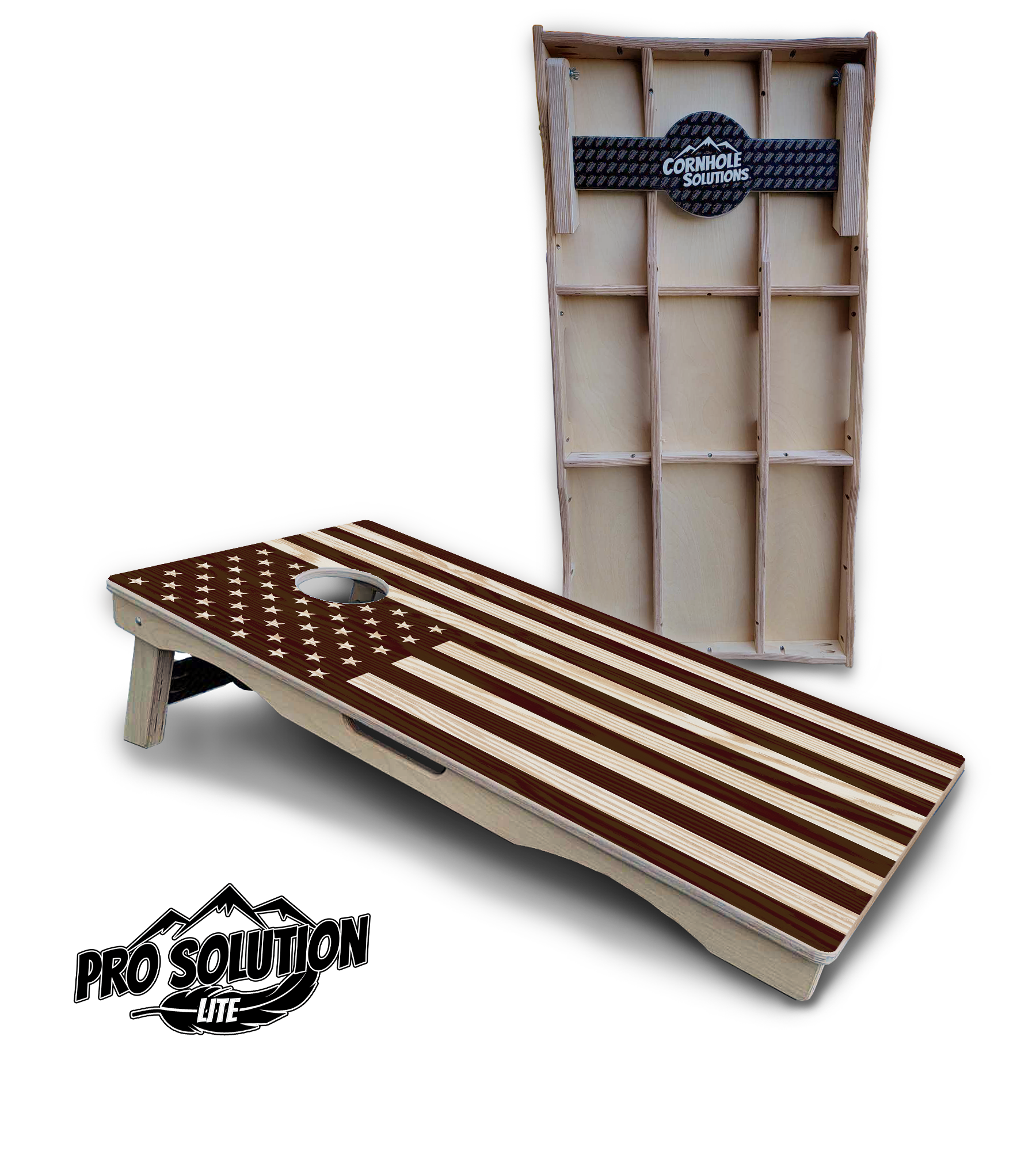 Stained Flag & Eagle Cornhole Boards - Pro Solution Lite Series by Cornhole Solutions, custom cornhole board detail photo 5