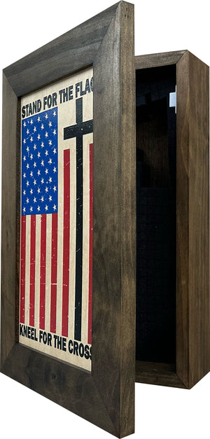 American Flag Hidden Gun Storage Cabinet - Stand For The Flag, Kneel For The Cross Concealed Gun Storage by Bellewood Designs, gun safes detail photo 12
