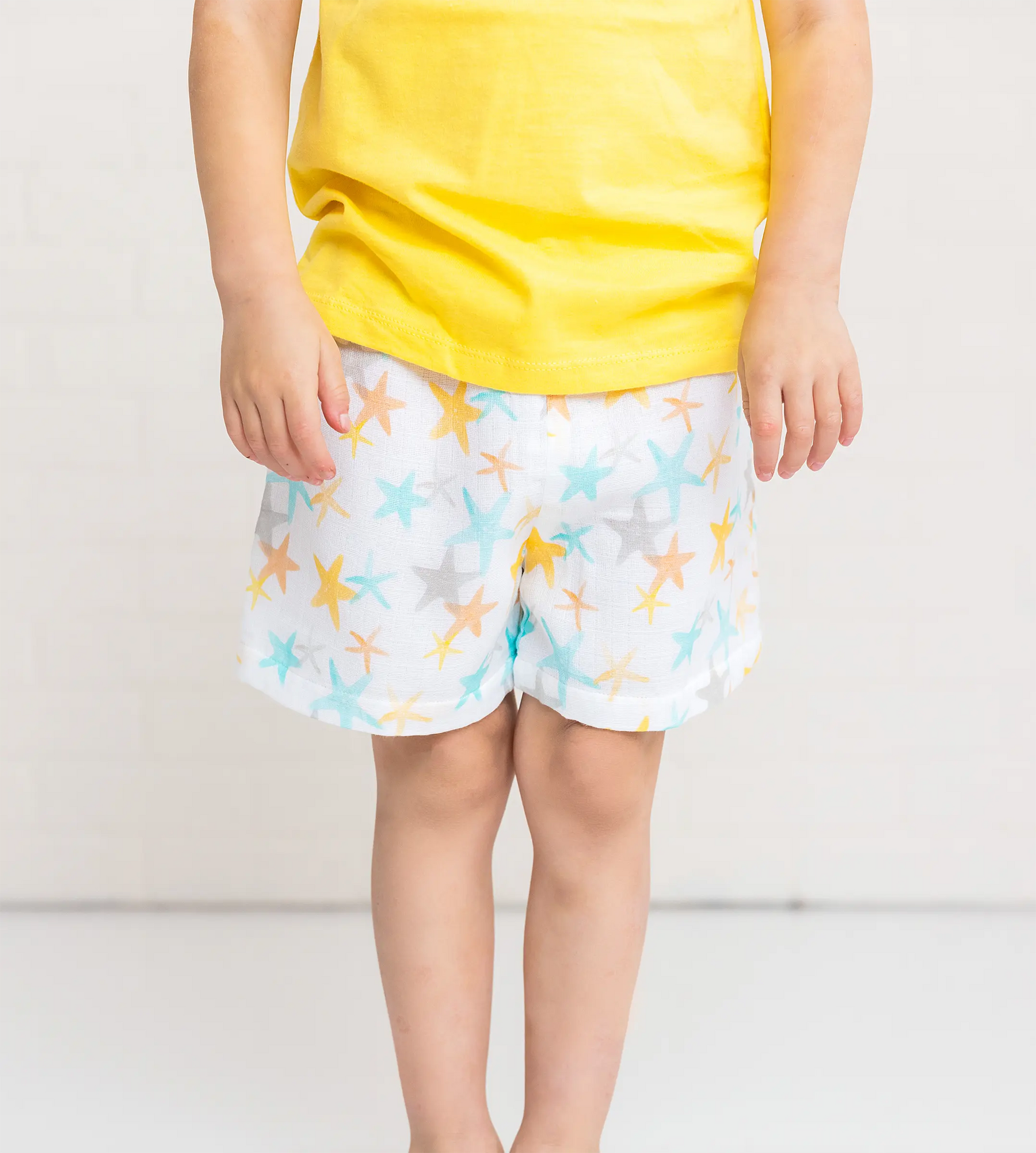 Starfish Organic Muslin Shorts by Nola Tawk, children's boutique clothing detail photo 2