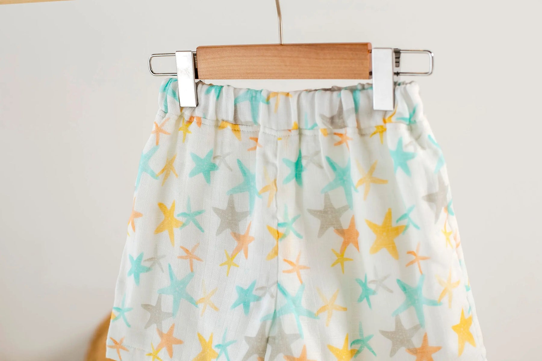 Starfish Organic Muslin Shorts by Nola Tawk, children's boutique clothing detail photo 4