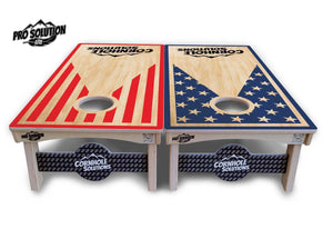 Stars & Stripes Keyhole CS Logo Cornhole Boards - Pro Solution Lite Series by Cornhole Solutions, custom cornhole board detail photo 5