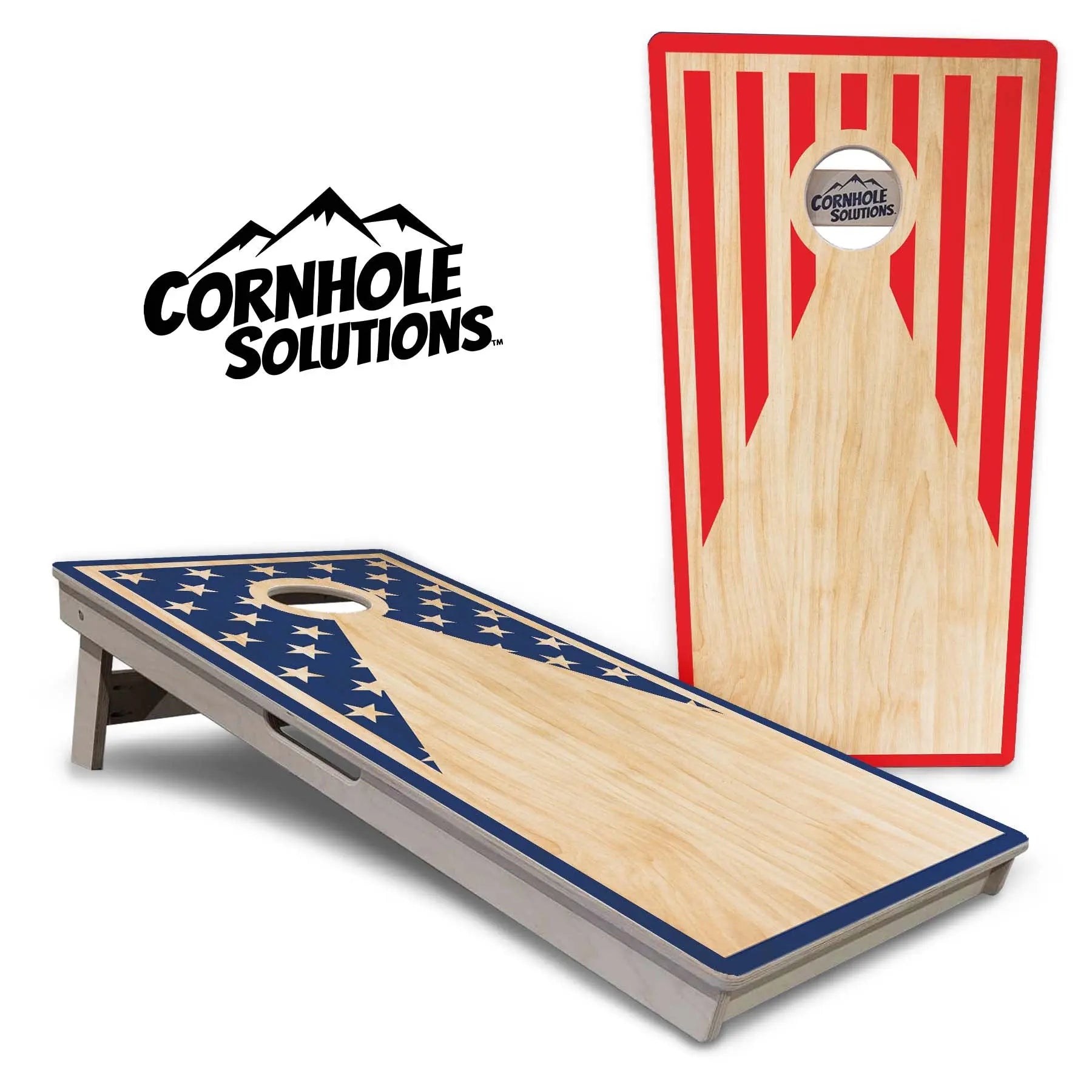 Stars & Stripes Keyhole Cornhole Boards - Professional Tournament Series by Cornhole Solutions, custom cornhole board main product photo