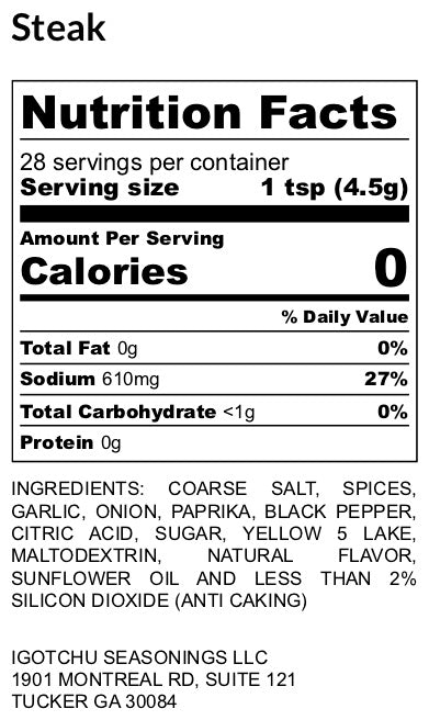 Igotchu Steak seasoning detail view by Igotchu Seasonings